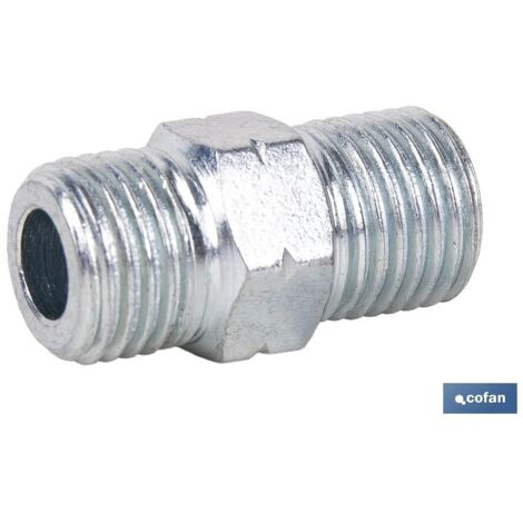 COFAN racor empalme 1/4 x 1/4 bsp , Empalme metálico de doble rosca macho. Cuenta con un cuerpo totalmente de acero.Para una total seguridad y estanqueidad, incluso en condiciones (1/4)