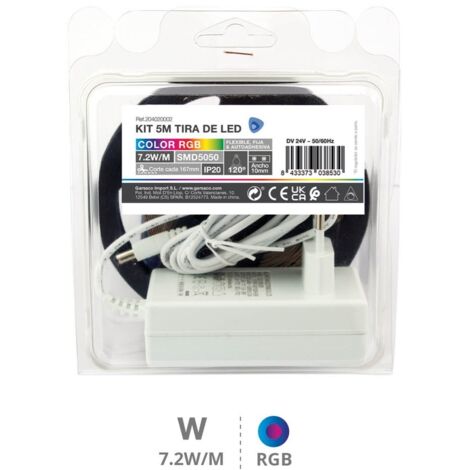 Kit 5M Tira de LED 7,2W/M IP20 RGB preparado (1/5)
