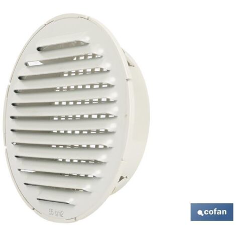 Rejilla de ventilación empotrable aluminio blanco Ø12 cm con mosquitera incluida