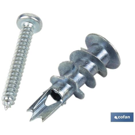 Taco zamak 13 mm diámetro, tornillo 4,2 x 32 mm, ideal para paneles de yeso (1/5)