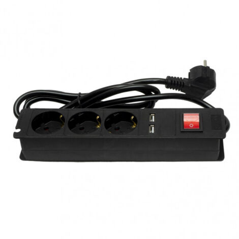 Base múltiple 3 tomas + 2 USB interruptor 3500 W cable 1,5 m (1/2)