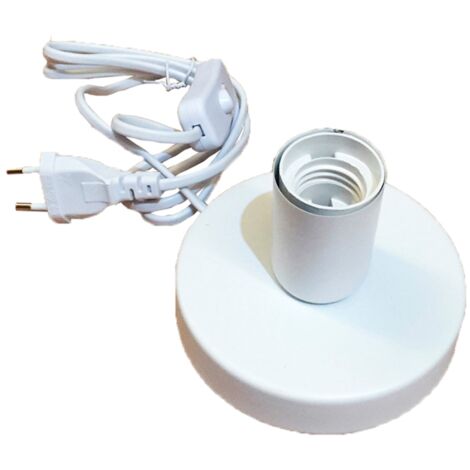 Base de mesa E27 con cable e interruptor blanca 120 x 85 mm (1/4)