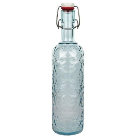Botella de vidrio azul claro con cierre de estribo 1L (1/5)