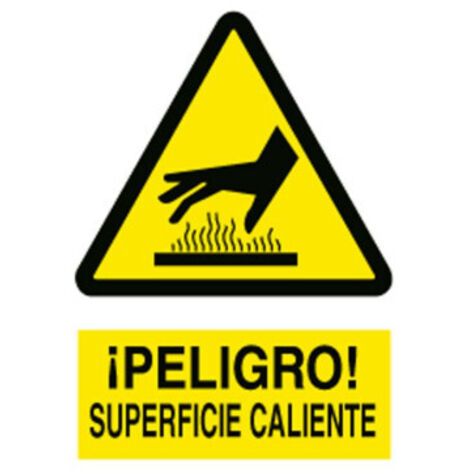 Señal adhesiva cuidado superficie caliente 210x148 mm