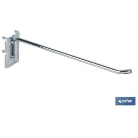 COFAN gancho con placa de anclaje sin etiquetero 200 mm , El gancho sencillo sin etiquetero cuenta con una placa de anclaje para poder instalarlo en paneles perforados. Indicado pa (1/4)