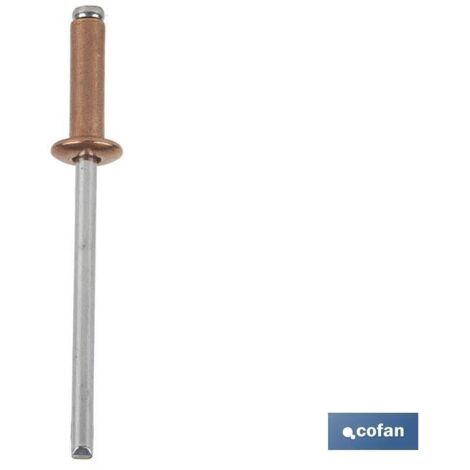 COFAN remache cobre acero 4 x 12 mm   caja 500 unid. , El remache cobre / acero, es específico para remachar elementos de cobre ó latón.