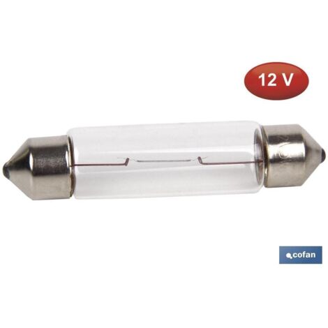 COFAN lámpara plafonier c5w (11x44mm) 12v caja 10 unid. , Lámpara plafonier de C5W de 12 voltios con medidas de Ø11 mm por 44 mm de longitud. Válida para coche, moto y tractor pa