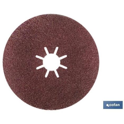 COFAN disco fibra 125 mm. - grano 16 caja 25 unid. , DISCOS DE FIBRA: Discos de fibra vulcanizados de 0,8 mm de grosor. Gran dispersión de óxido de aluminio. Agujero central de 2 (1/2)