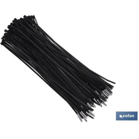 COFAN bridas nylon negro 7,6 x 540 mm   caja 100 unid. , Bridas de nylon 100% calidad 6.6. con cabeza reforzada para evitar rotura. Sistema rápido y seguro de fijación de tubos u o