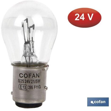 COFAN lámpara cofan 2 polos p21/5w (ba15d) 24v caja 10 unid.