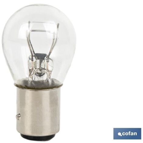 LÁMPARA COFAN 2 POLOS BLANCA DESCENTRADA P21/5W (BAZ15D) 12V VENTA UNITARIA