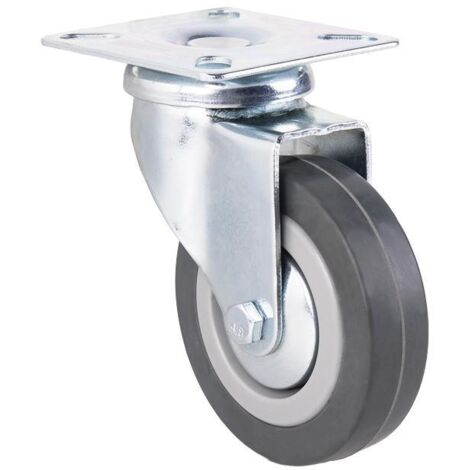 Pack 2 unidades rueda goma gris placa Ø75x22mm