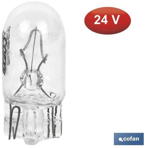 Lámpara W5W 24V sin casquillo para coche, moto y tractor