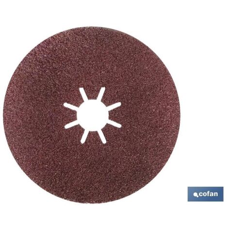 COFAN disco fibra 125 mm. - grano 24   caja 25 unid. , DISCOS DE FIBRA: Discos de fibra vulcanizados de 0,8 mm de grosor. Gran dispersión de óxido de aluminio. Agujero central de 2