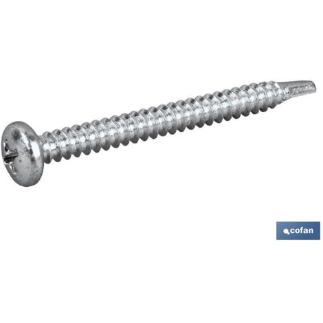 COFAN din-7504n  c-8  m-3,9 x 16  z   caja 500 unid. , Tornillo autotaladrante DIN 7504N zincado cabeza cilíndrica mortaja phillips. Medidas desde 3,5 hasta 6,3mm de diámetro