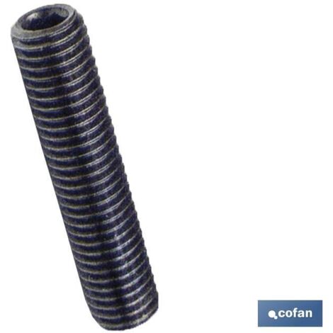 COFAN din-913 c-45h m-4 x 8 n caja 200 unid. , Esparrago roscado allen DIN 913 45H con hexágono interior, punta cónica, acabado pavonado (negro). Medidas desde M-3 hasta M-16.