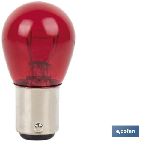 lámpara cofan 2 polos roja descentrada p21/5w (baw15d) 12v caja 10 unid.