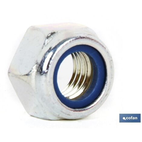 COFAN din-985  c-8  whitworth 3/8 z   caja 50 unid. , Tuerca hexagonal Whitworth autoblocante Métrica DIN-985 clase 8 acabado zincado. Medidas desde 1/4 hasta 1