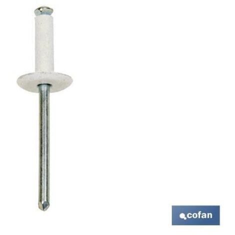 Pack 250 unidades remache flor cabeza ancha blanco 4,8 x 20 mm (1/4)
