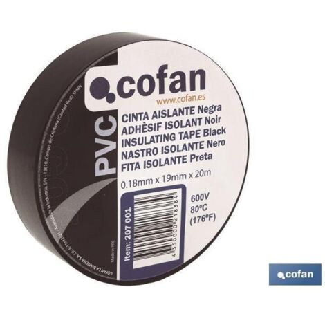 cinta aislante 180 micras negra 19mmx20 metros   caja 10 unid.