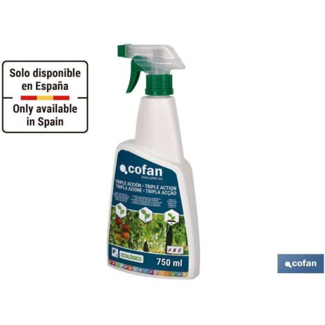 COFAN preparado líquido triple acción ecológico 750 ml , Este producto está formulado para emplearse tanto en plantas de interior como de exterior (balcón, terraza o jardín). Sus t