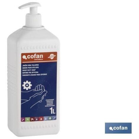 COFAN jabón para talleres 1 l , Detergente líquido para el lavado de manos con un alto poder desengrasante. Respeta el equilibrio hídrico de la piel. Ideal para la completa higieni