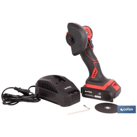 Miniamoladora a batería 20 V 19500 rpm para discos de Ø76 mm, ligera y ergonómica.