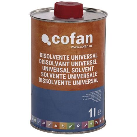 COFAN disolvente universal cofan (1 l) , Disolvente Universal para esmaltes sintéticos y limpieza de herramientas. Sirve para preparar la superficie para su pintado. Es específico