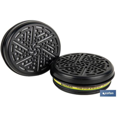 COFAN set 2 filtros tipo a1b1e1k1 , Filtros A1B1E1K1 diseñados para la protección de gases y vapores de compuestos químicos. Formados por unos cartuchos cilíndricos negros fabricad