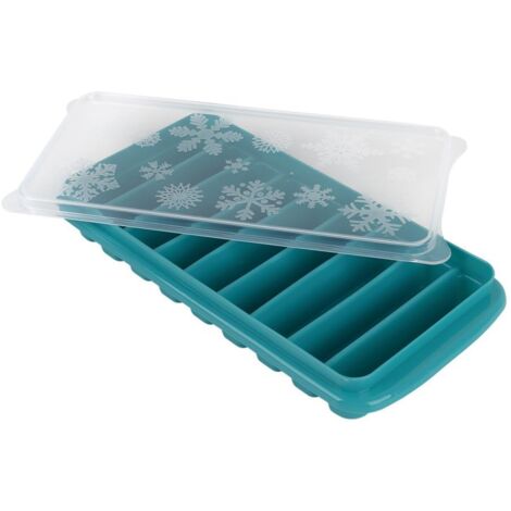 CUBITERA HIELO CON TAPA COLOR TURQUESA 12.5X26X4 cm