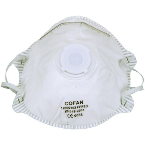 COFAN set 2 mascarillas c/valvula ffp2d , Las mascarillas FFP2 NR (D) están indicadas para la protección contra partículas sólidas y líquidas según la norma UNE-EN 149:2001 + A1:20