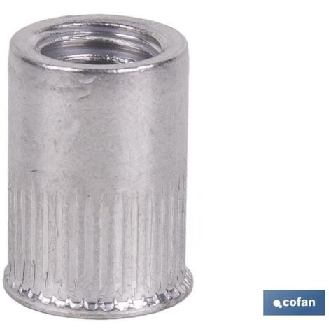 TUERCAS REMACHABLES CILÍNDRICAS RANURADAS FONDO ABIERTO CABEZA REDUCIDA ALUMINIO M10 X 19,5 (1/5)