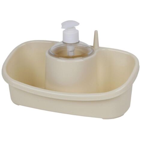 ESTROPAJERO CON DOSIFICADOR BEIGE 26X13X16.5cm