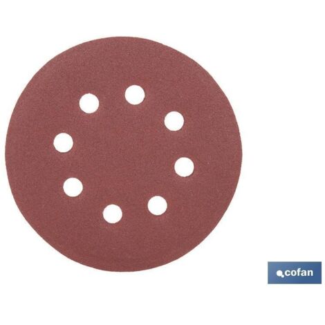 Pack 5 unidades hoja de lijado lijadora orbital 8 agujeros Ø125 mm G 180 (1/5)