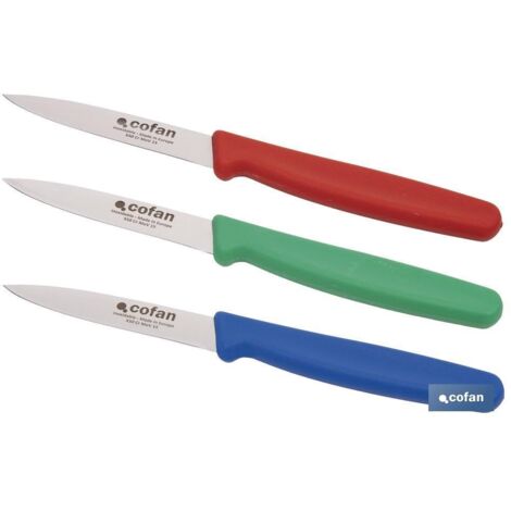 Pack de 3 cuchillos puntilla con mango ergonómico en colores (1/5)
