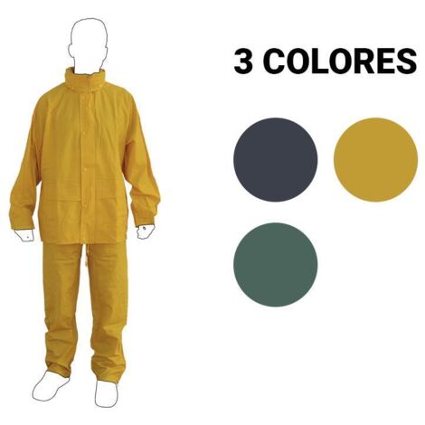 Traje de agua ligero y resistente, talla XXL, amarillo con capucha oculta y puños elásticos.