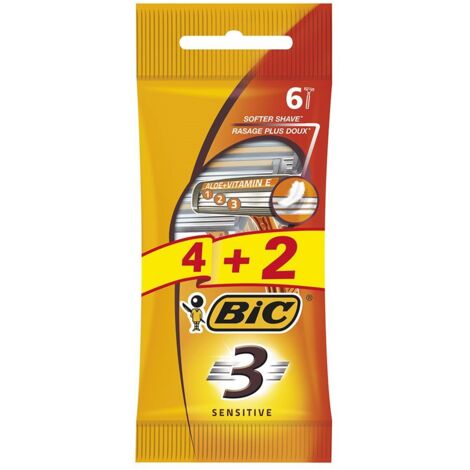 Maquinilla de afeitar 3 sensitive pack 4 + 2 uds (1/2)
