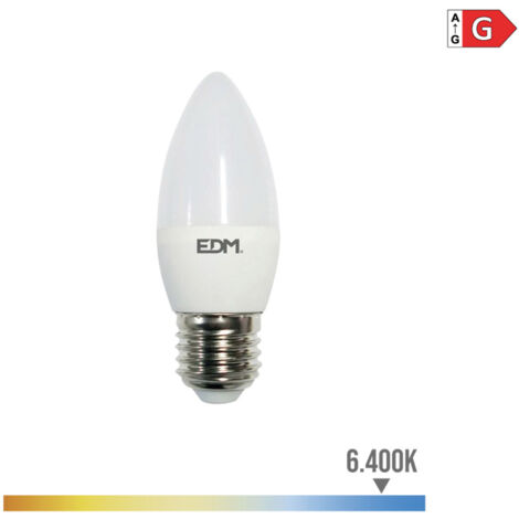 Bombilla LED EDM Vela E27 5W 400lm 6400K Luz Fría Ø3,5x10cm (1/3)