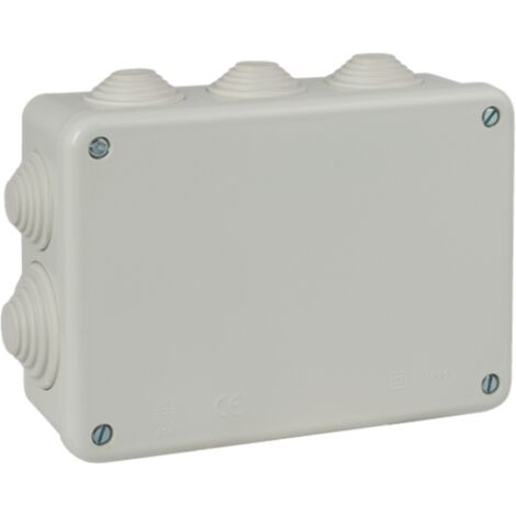Caja estanca rectangular de conexión con 10 conos IP55/IK08 153x110x55mm/163x120x63mm con tapa de cierre con tornillos color gri