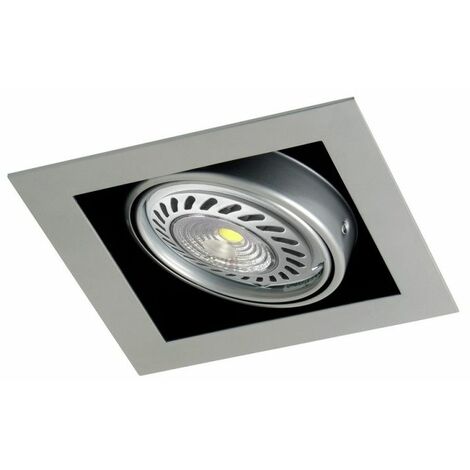 Empotrable con foco basculante "Kardan Tecno" AR111 con portalámparas GU10 IP20 fabricado en chapa de acero color plata