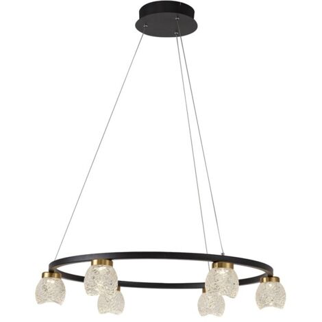 Lámpara LED COB de techo colgante "Fany" de seis luces (30W 3000K 1800lm) IP20 fabricada en hierro, aluminio y cristal (1/4)