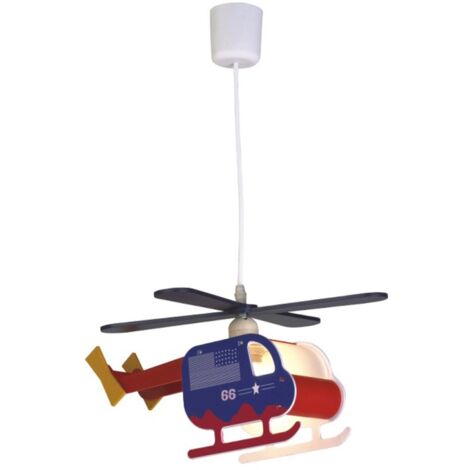 Lámpara de techo colgante infantil “Bravo” E27 (AC 220/240V) IP20 diseño de helicóptero azul fabricada en plástico (1/5)