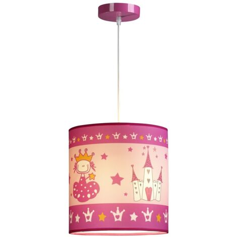 Lámpara de techo colgante infantil “Princess” E27 (AC 220/240V) IP20 fabricada en hierro y plástico color rosa (1/5)