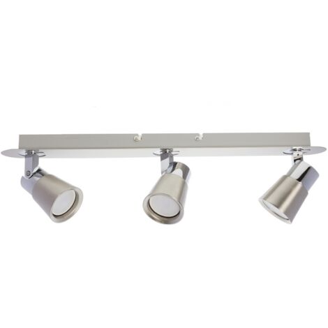 Aplique de techo o pared "Iris" de tres focos (3xGU10) (35W máximo 220/240V) IP20 fabricado en hierro color níquel y cromo (1/3)