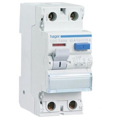 Interruptor diferencial 2P 25A 30 mA AC RESIDENCIAL Hager CDC728M