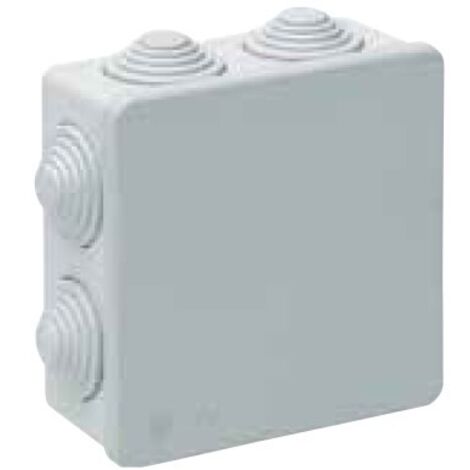 Caja estanca cuadrada de conexión IP55 100x100x45mm con tapa a presión y 7 conos color gris SOLERA 615