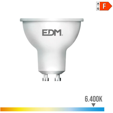 Bombilla LED EDM Dicroica GU10 7W 550lm 6400K Luz Fría 45° Ø5x5,5cm (1/3)