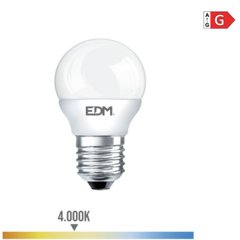 Bombilla LED EDM Esférica E27 5W 400lm 4000K Luz Día Ø4,5x8cm (1/4)
