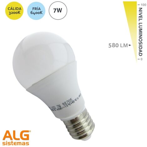 Bombilla LED EDM Estándar E27 7W 600lm 3200K Luz Cálida Ø6x10,8cm (1/3)
