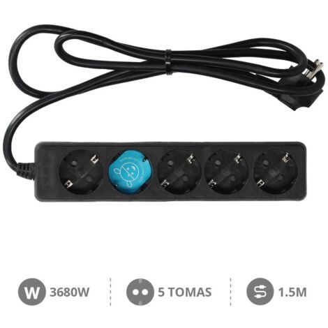 Base múltiple 5 enchufes 1.5m de cable negra GSC 0000028 (1/2)